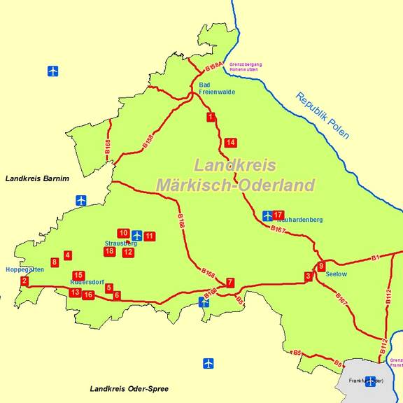 Gewerbegebiete im Landkreis Märkisch-Oderland